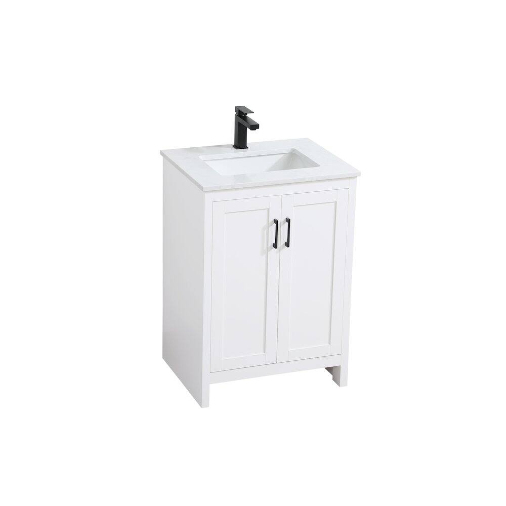 Alt View 2. Elegant Kitchen and Bath - Finnley 24 Inch Single Bathroom Vanity In White - White.