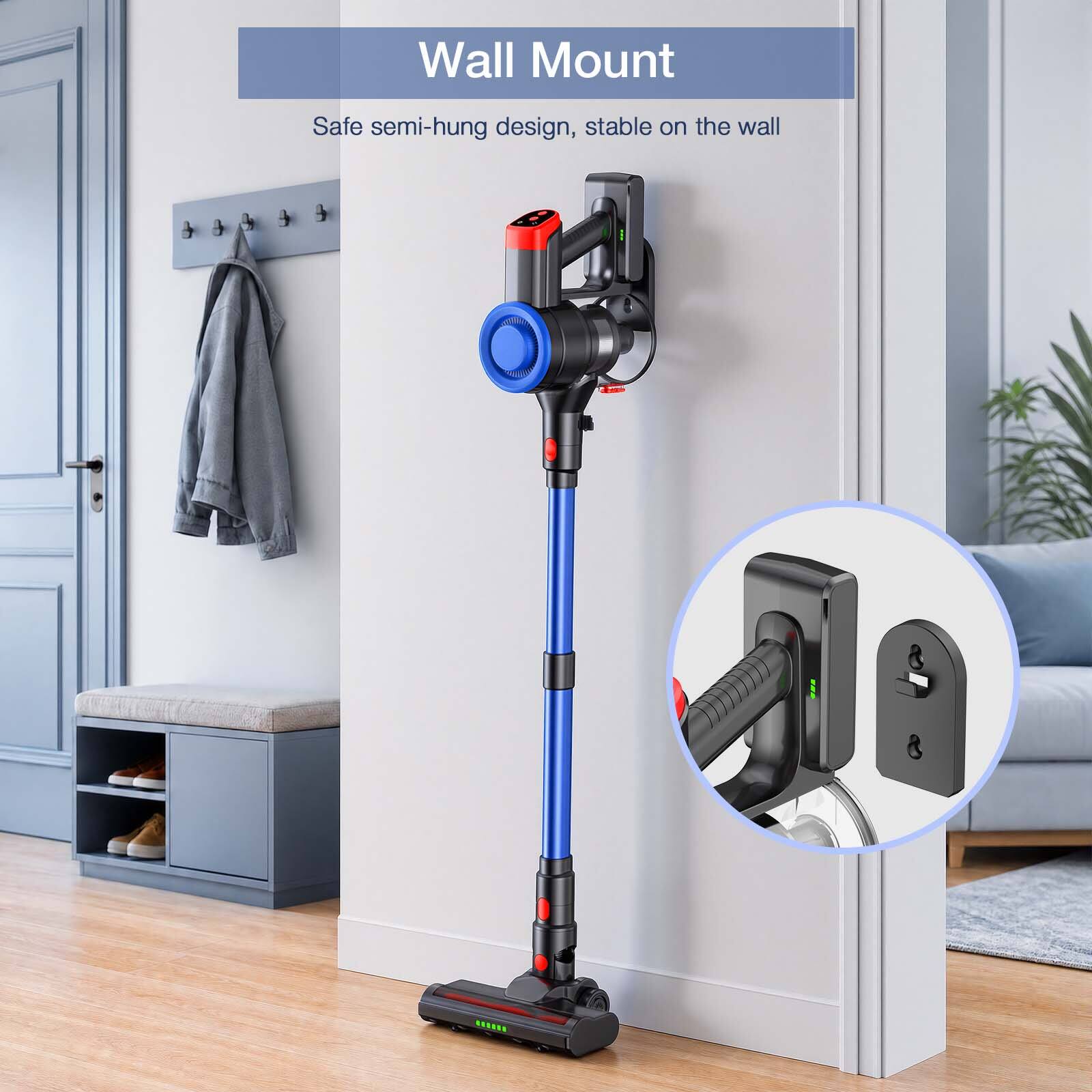 Wall Mount  
Safe semi-hung design, stable on the wall