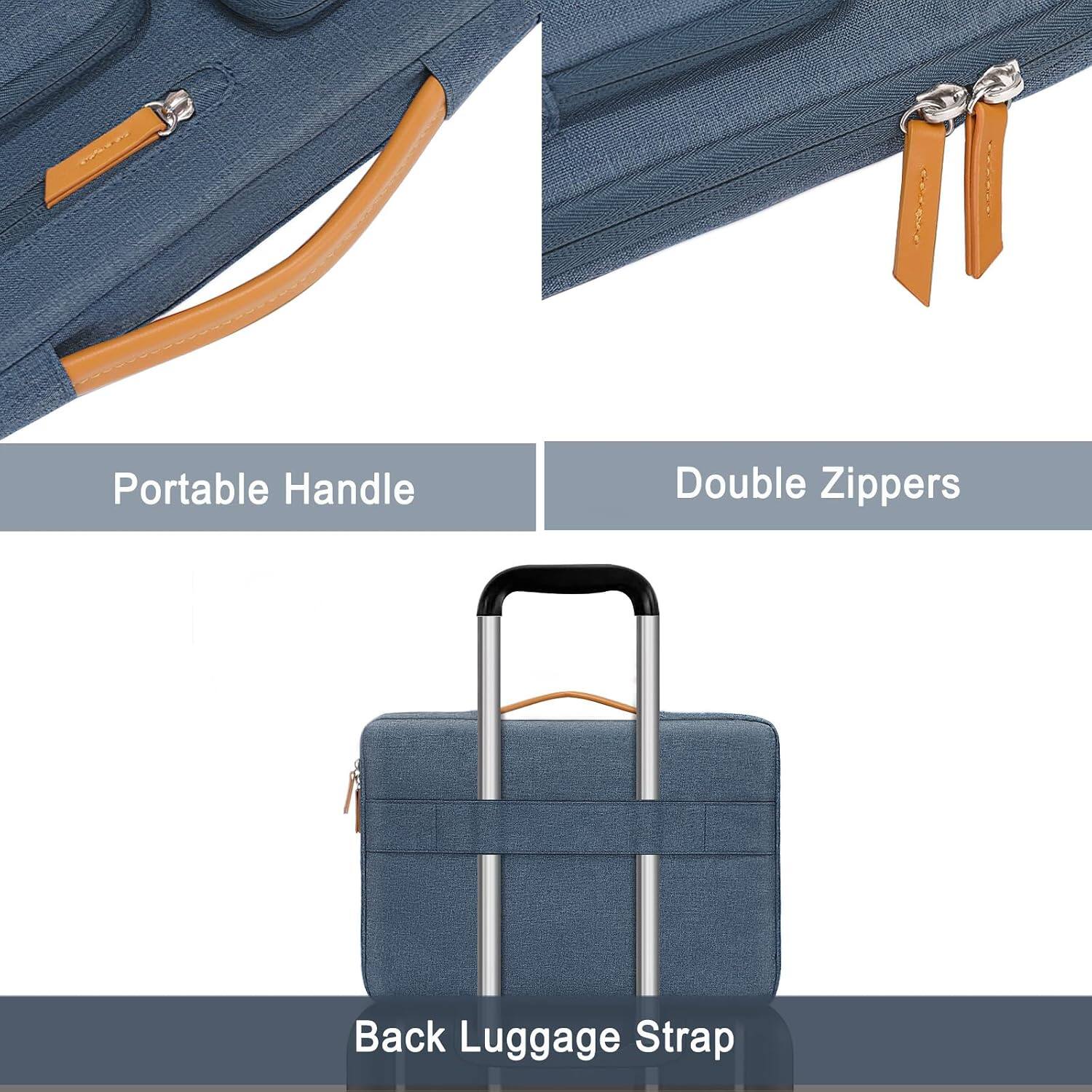 Portable Handle  
Double Zippers  
Back Luggage Strap