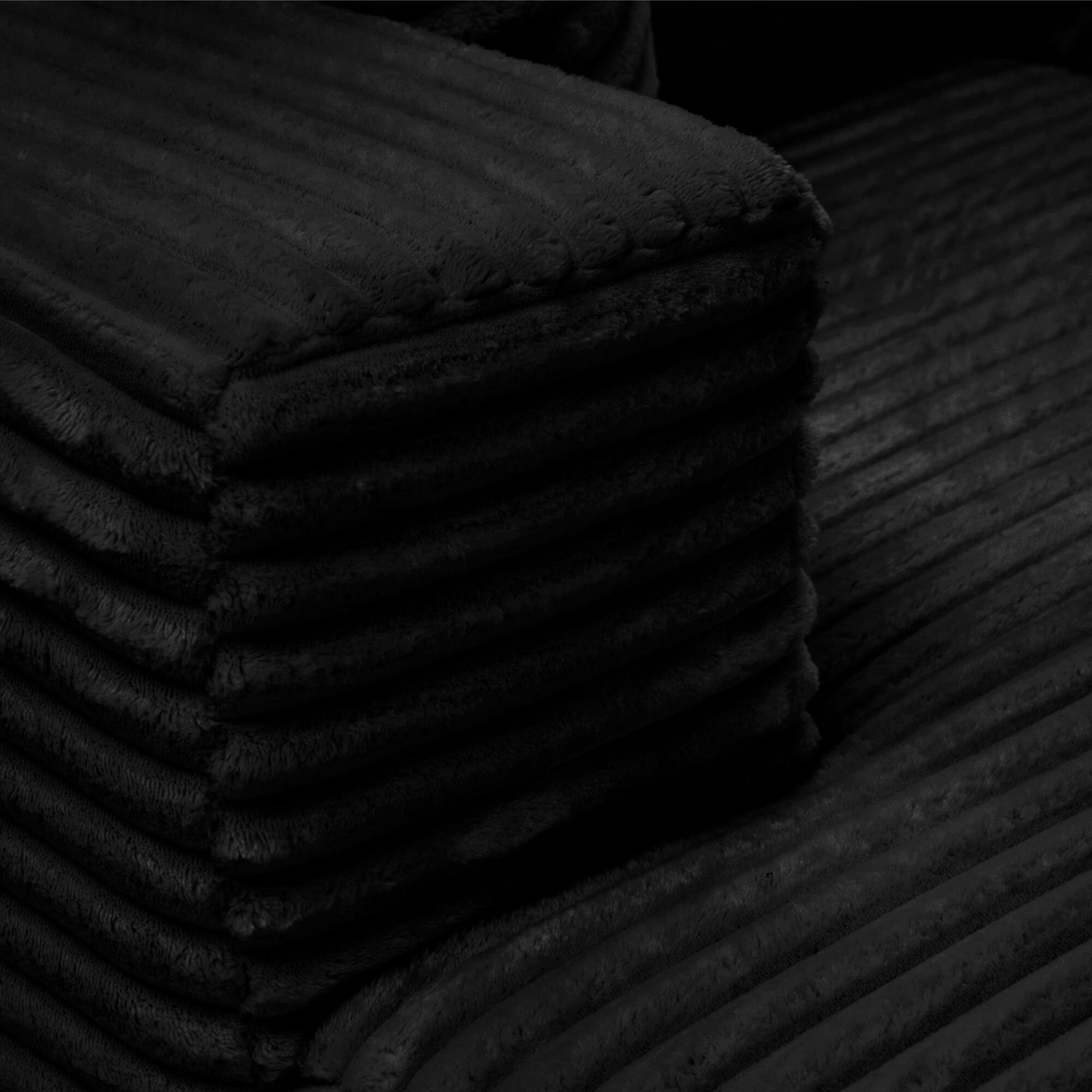 Alt View 3. PexFix - 104" Wide Ribbed Velvet L-Shaped Sectional Sofa, Modular Couch with Chaise and Comfort Foam - Black.