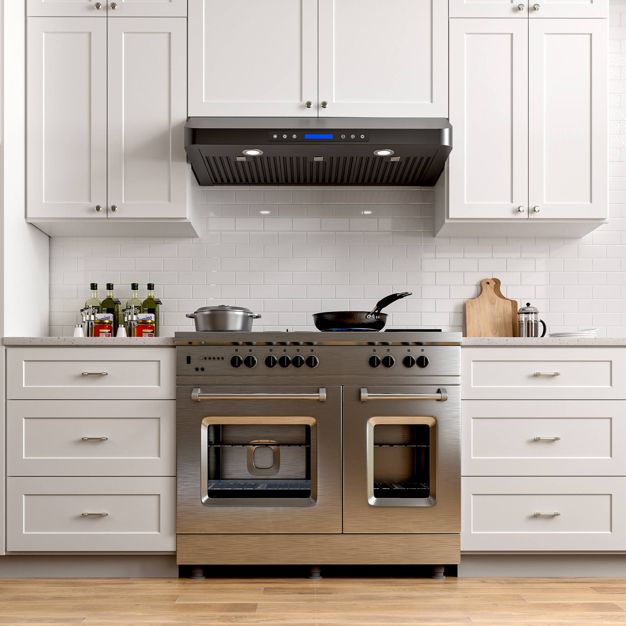Alt View 1. Onefly - 42 inches - Externally Vented - Under Cabinet Range Hood - Black Stainless Steel.