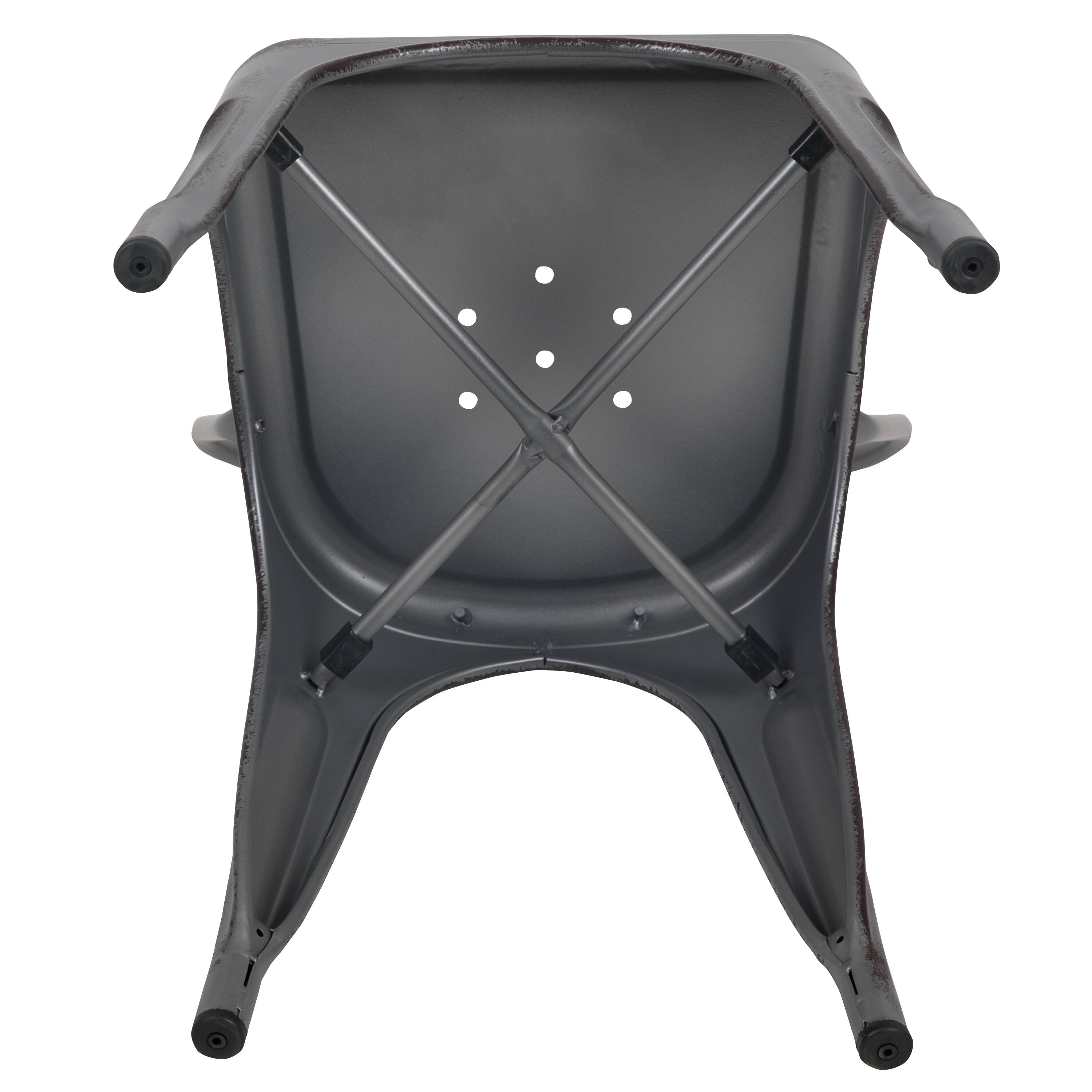 Alt View 9. Emma + Oliver - Commercial Grade Distressed Colorful Metal Indoor-Outdoor Stackable Chair - Silver Gray.