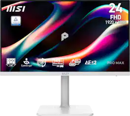 MSI - PRO MAX 241PHW E14 24" FHD 1920 x1440 144Hz Monitor with Adaptive Sync, HDR Ready, Adjustable Height, HDMI DisplayPort - White