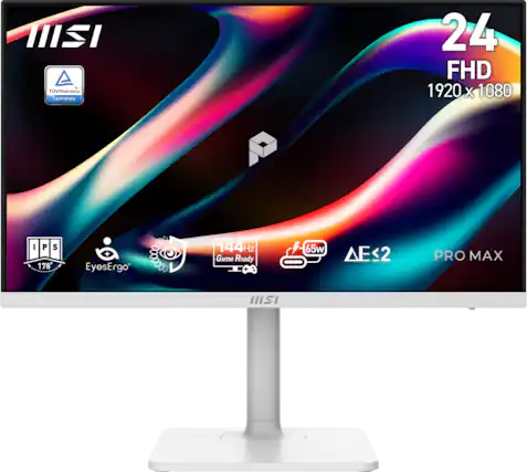MSI - TÜV Rheinland CERTIFIED
24 FHD 1920 x 1080
IPS 178°
EyesErgo+
144Hz Game Ready
4-65W
ΔE<2
PRO MAX
