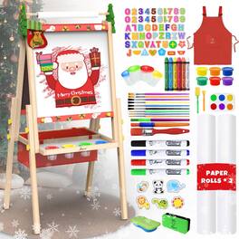 PARKER SLATER - Art Easel For Adjustable Standing With Magnetic Whteboard & Chalkboard Board 2 Paper Rolls Finger Paints