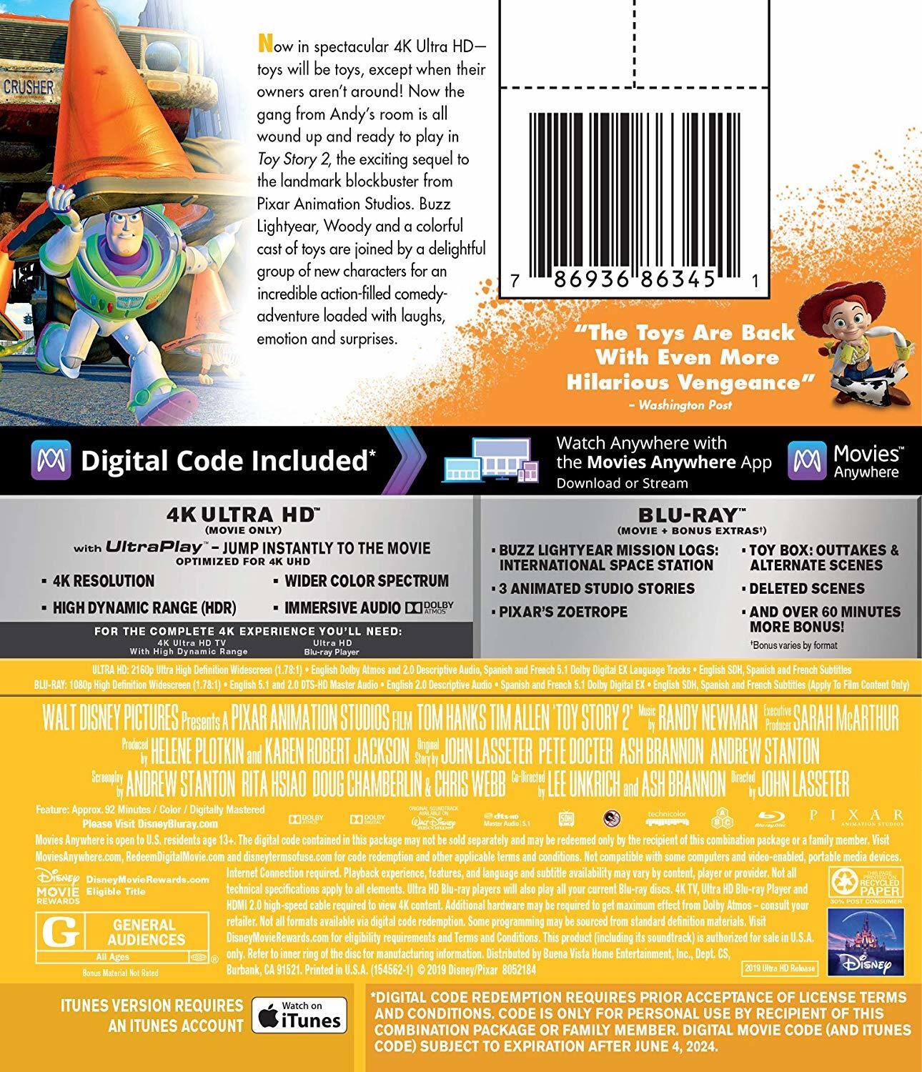 Alt View 1. Toy Story 2   - 4K Blu-Ray.