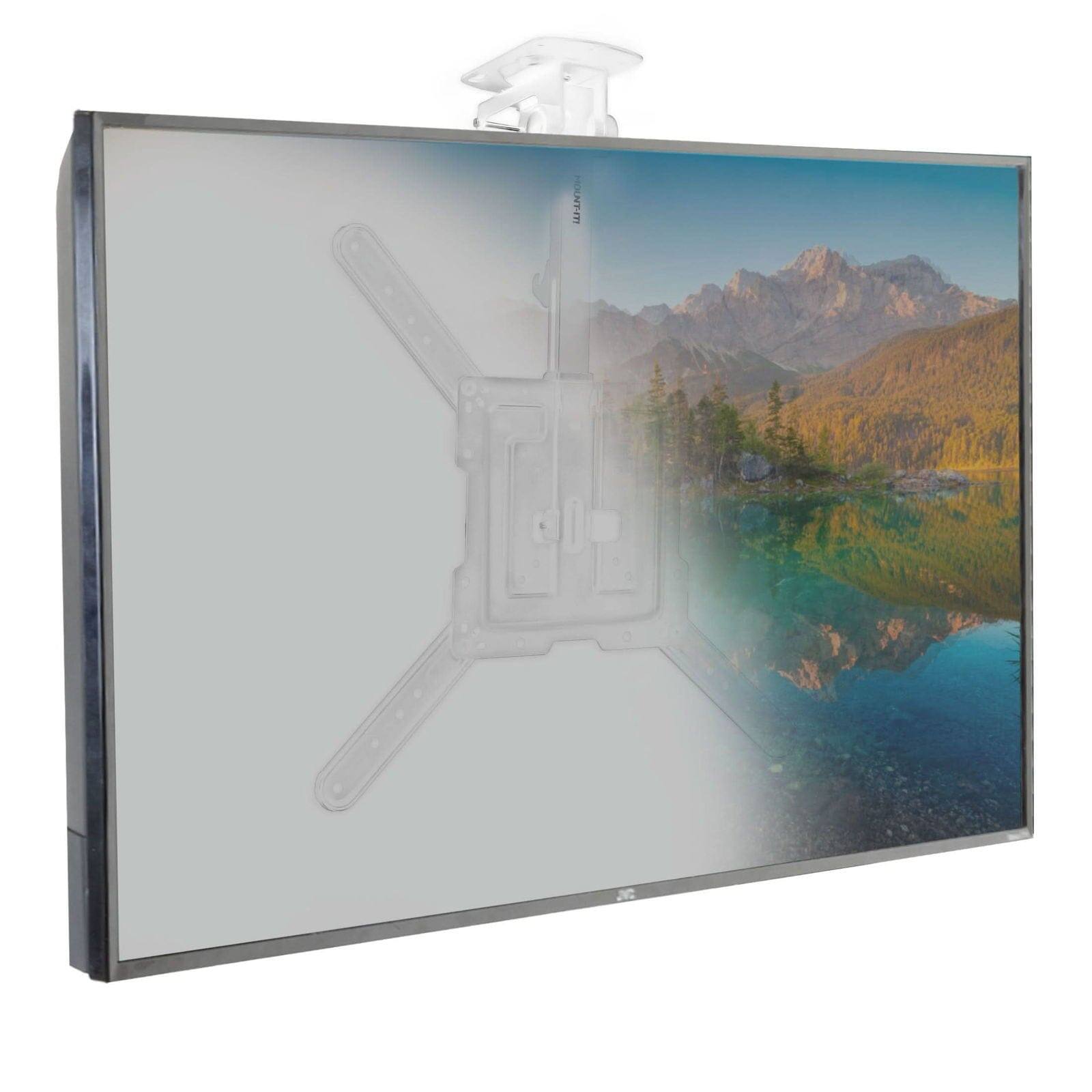 Alt View 4. Mount-It! - Fold-Down Ceiling TV Mount – Fits 23″–55″, Up to 44 lb, 90° Tilt, ±45° Swivel - White - White.