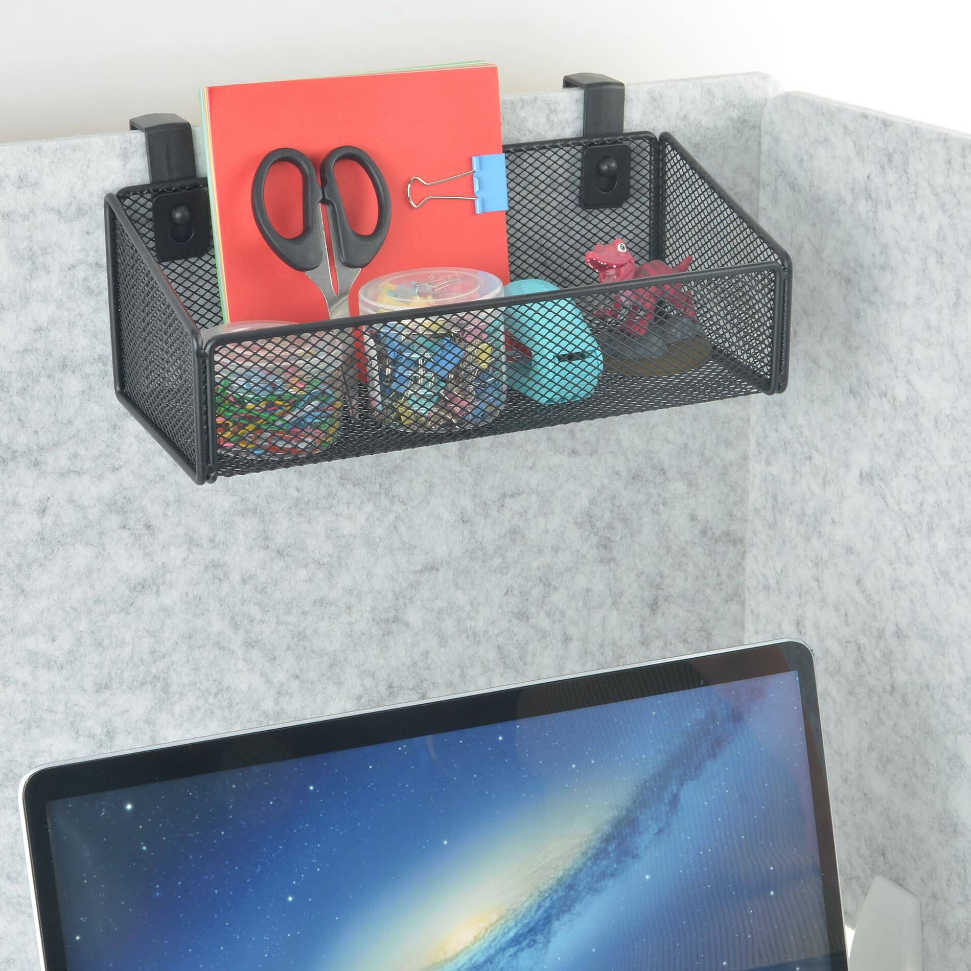 Alt View 2. Dapper Styles - Cubicle Shelf - Hanging Floating Shelves Storage Organizer For Office Walldesk Partitions Easy Hang-on Meta... - Black.