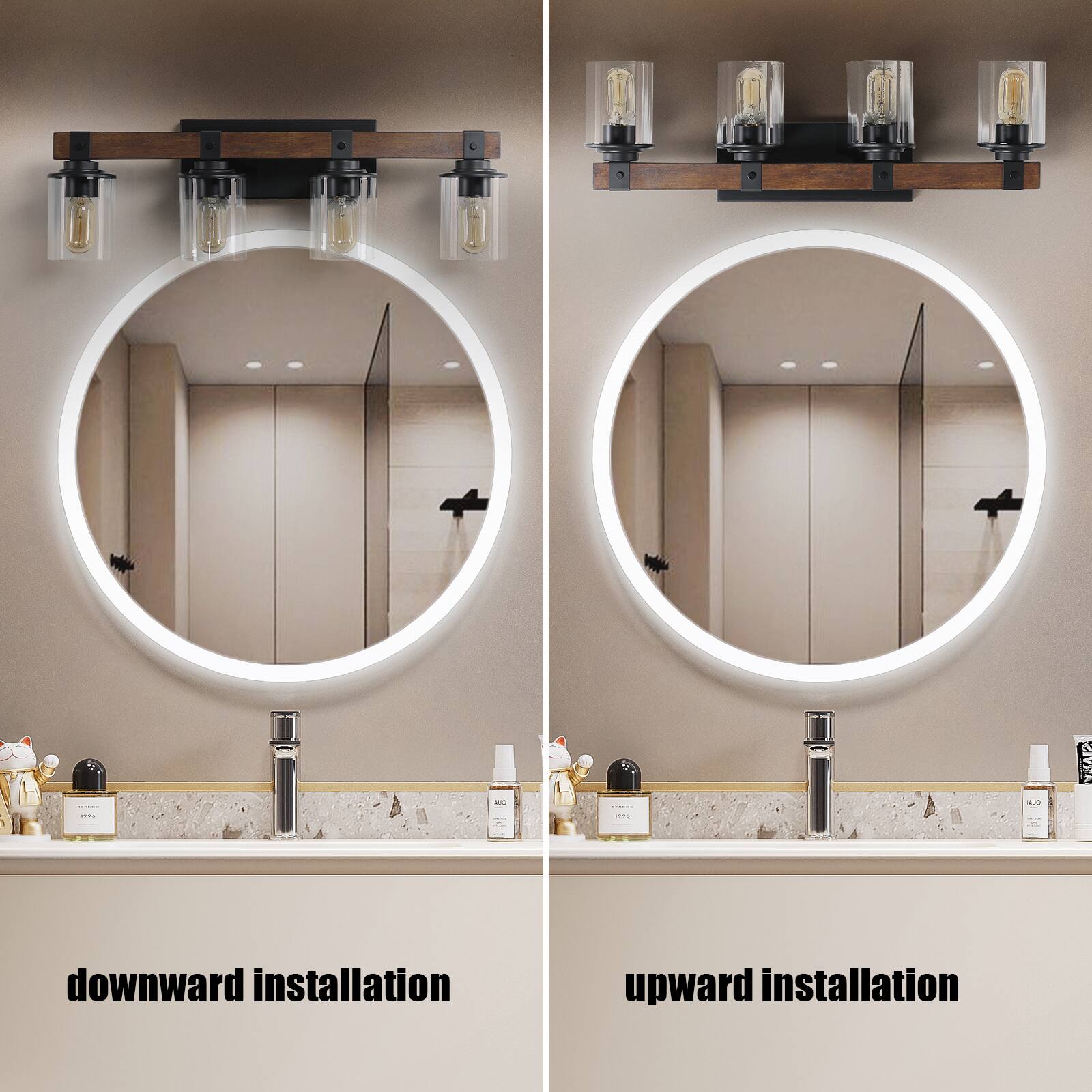 downward installation

upward installation