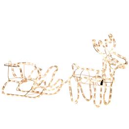 Dexmalle - Dexmalle-35"LED Reindeer Sleigh Outdoor Christmas Standing Figure Decoration - White