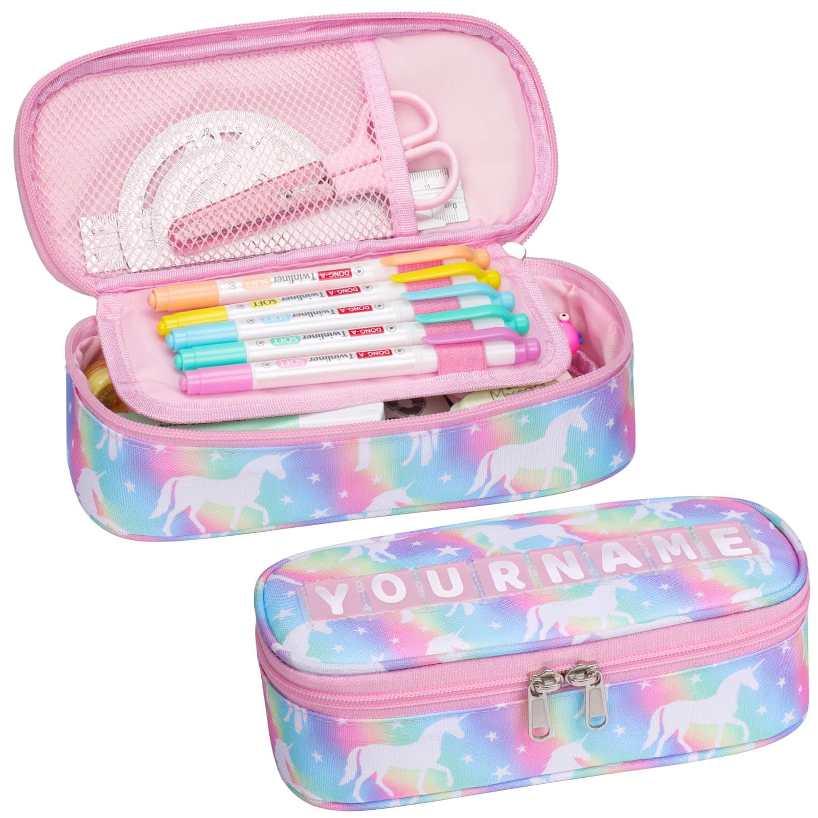 Dapper Styles - Pencil Case Box - Unicorn For Bid Capacity Pouch School Multifunction Bag With Compartments Teen Pen Only colored Uni - A Purple Mermaid Tail-Expandable