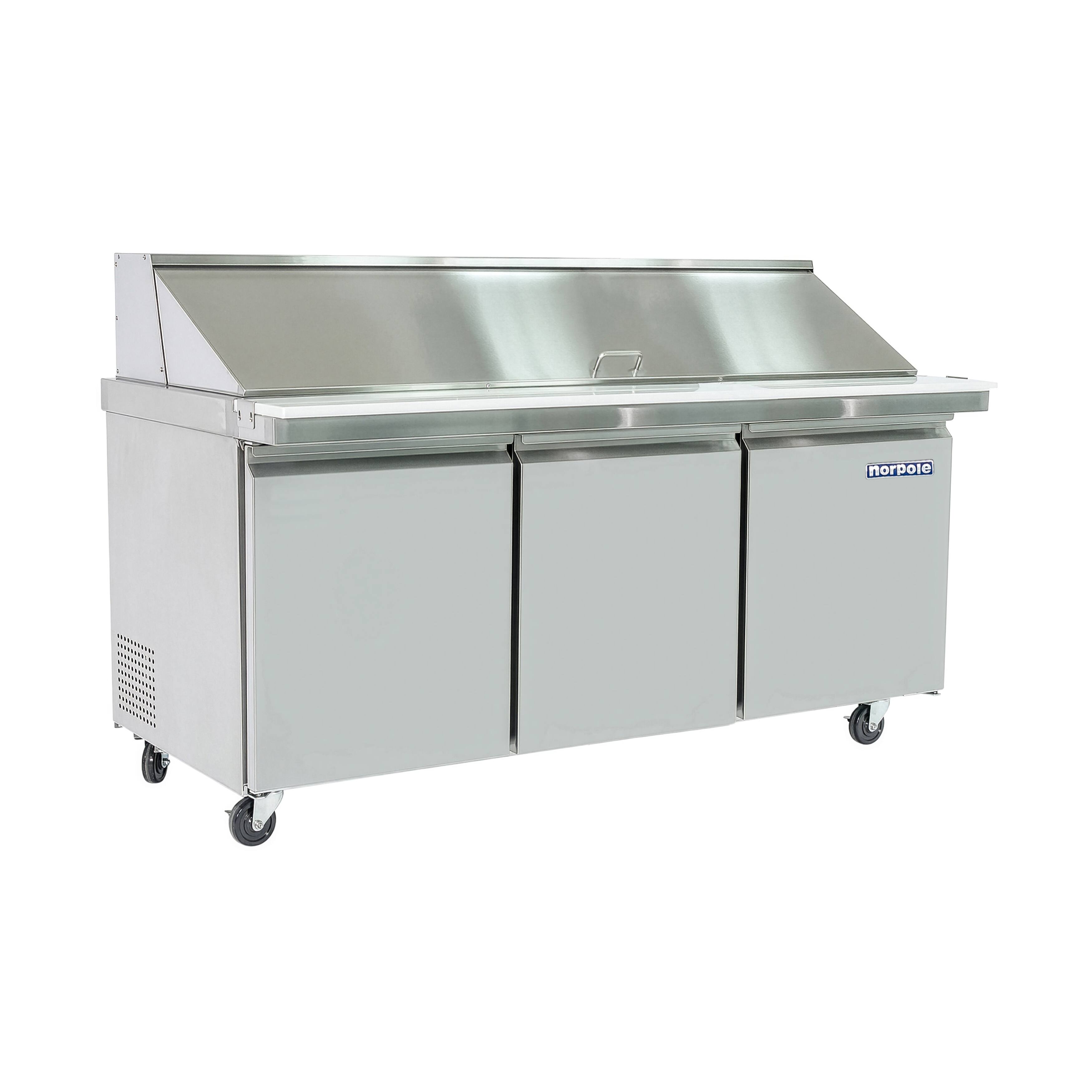 Alt View 5. Magic Chef - Commercial 70 in. 15.5 cu. ft. 3-Door Mega Top Sandwich-Salad Prep Table Steel - Stainless Steel.