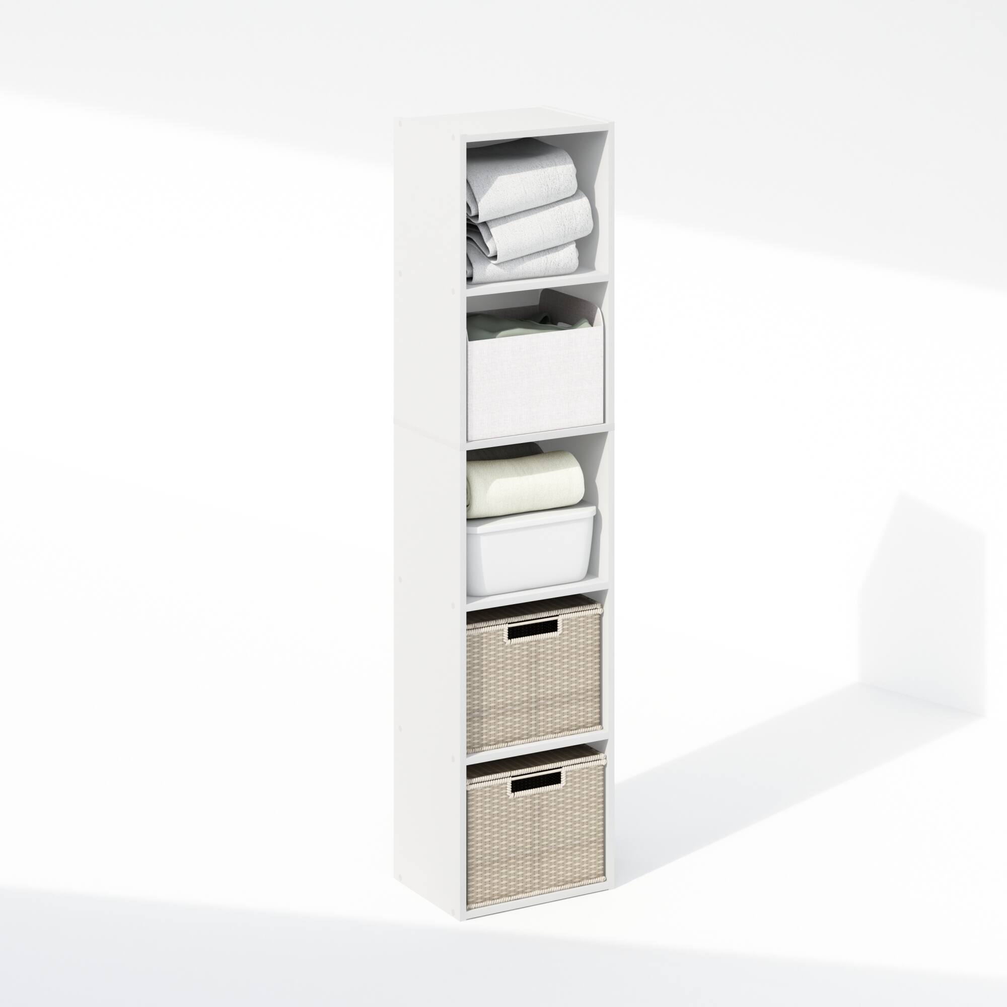 Alt View 3. Furinno - Reed 5-Tier Open Shelf Multipurpose Closet & Clothing Storage, Storage Organizer - White.