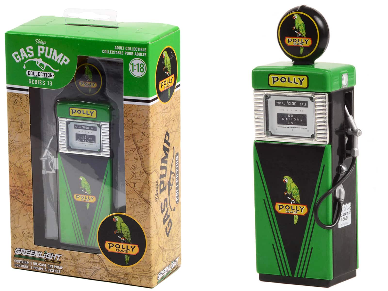 "1951 Wayne 505 Gas Pump ""Polly Gas"" Green and Black ""Vintage Gas Pumps"" Series 13 1/18 Diecast Model by Greenlight" price history on PriceWatchPro
