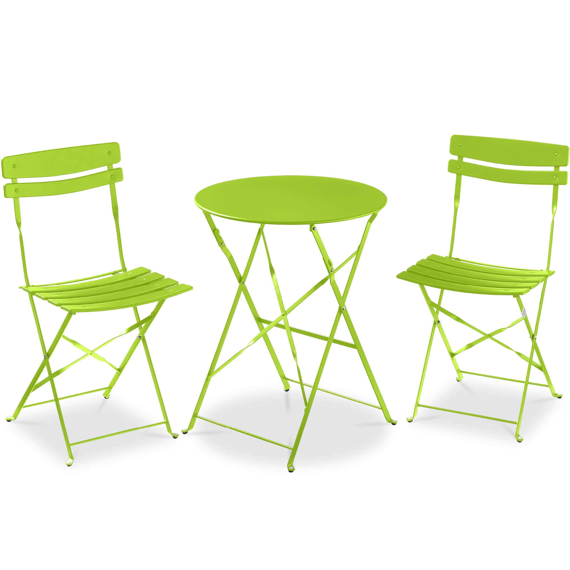 Front. Best Choice Products - Best Choice Products 3-Piece Small Bistro Set, Folding Patio Furniture Set of 2 Chairs and Table - Lime Green - Lime Green.