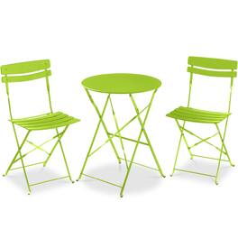 Best Choice Products - 3-Piece Small Bistro Set, Folding Patio Furniture Set of 2 Chairs and Table - Lime Green