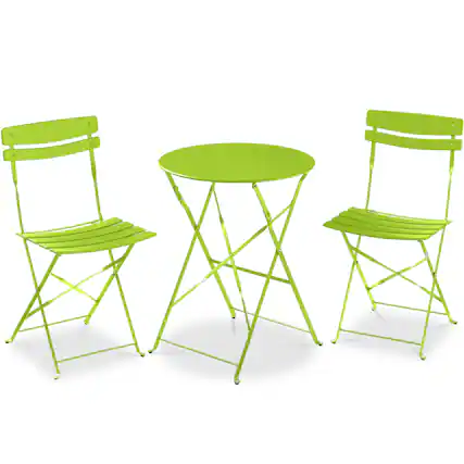 Front. Best Choice Products - Best Choice Products 3-Piece Small Bistro Set, Folding Patio Furniture Set of 2 Chairs and Table - Lime Green - Lime Green.