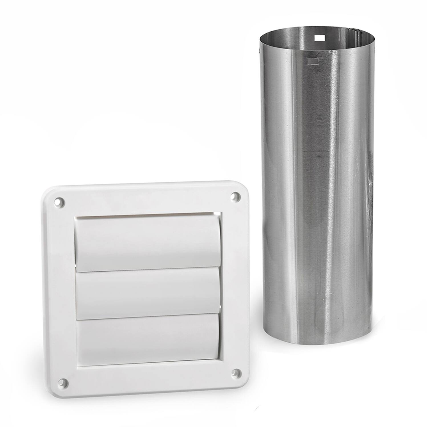 Back. Lambro - 4" x 8-ft UL 2158A Transition Duct Louvered Vent Kit.