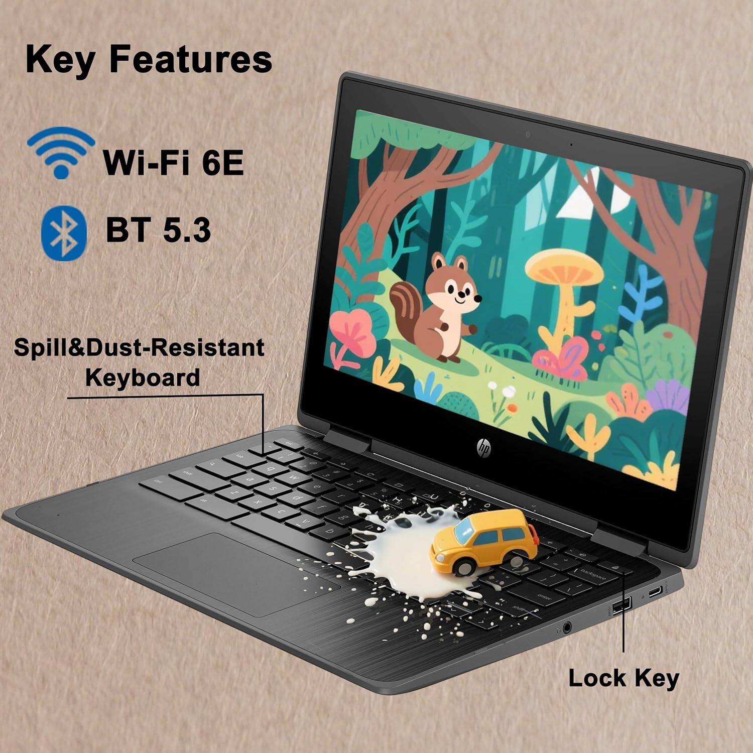 Key Features  
- Wi-Fi 6E  
- BT 5.3  
- Spill&Dust-Resistant Keyboard  
- Lock Key