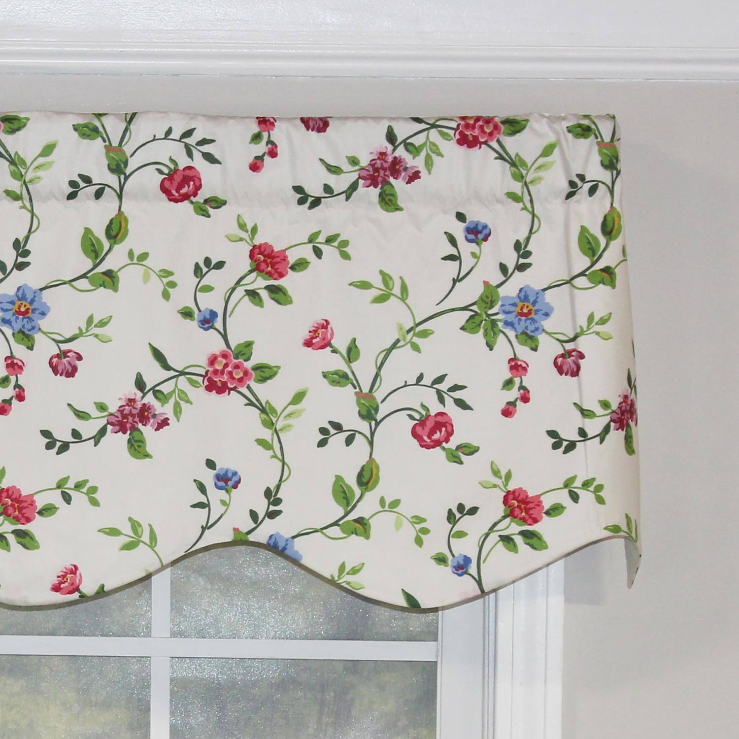 Left. RLF Home - RLF Home English Ivy Provance 100% Cotton with Fully Lined 3" Rod Pocket Valnance for Windows 50" x 15" Spring - Spring.