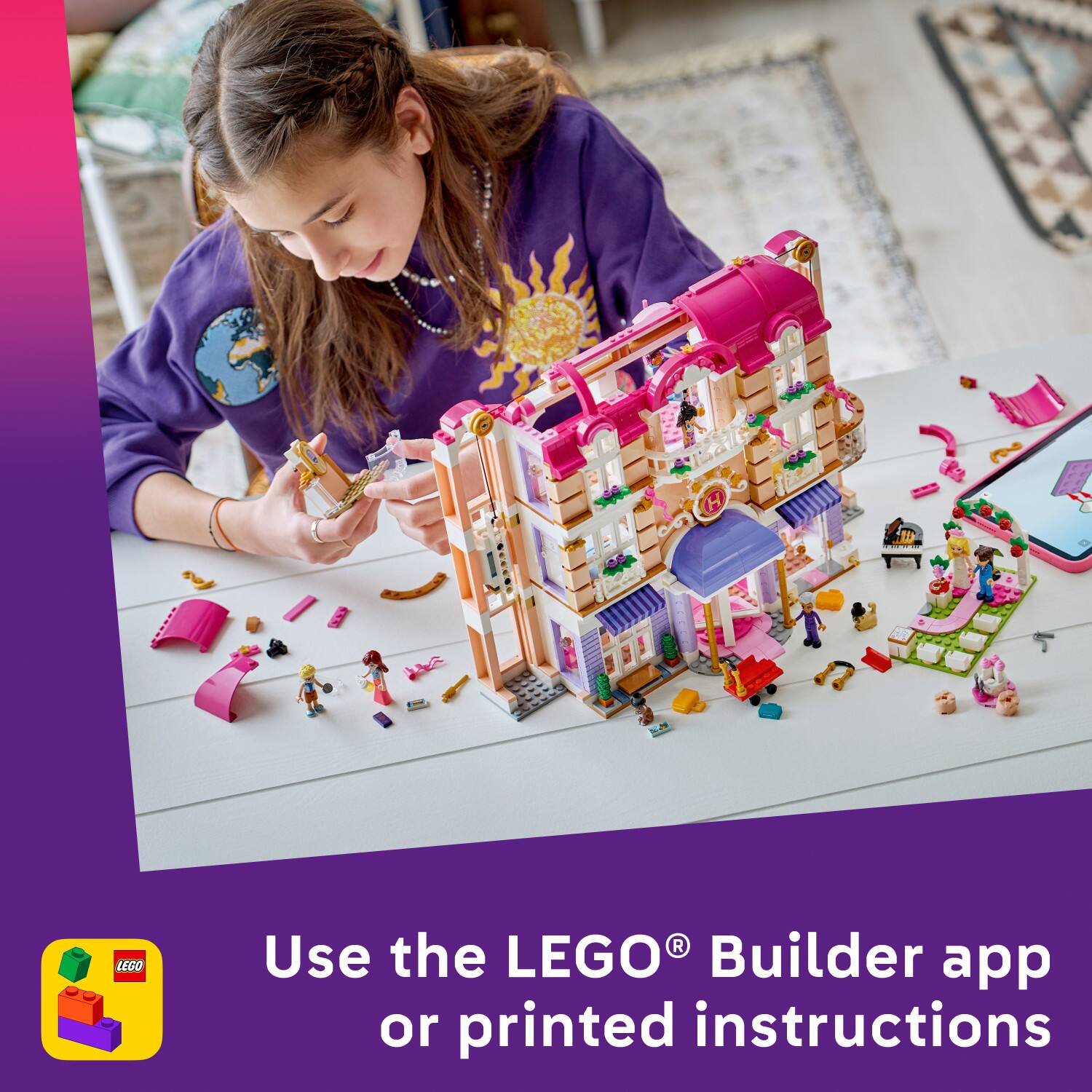 Use the LEGO® Builder app or printed instructions