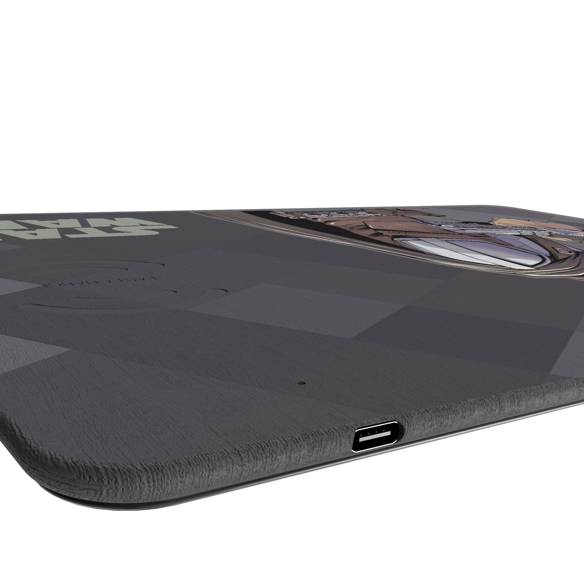 Left. Keyscaper - Star Wars: The Mandalorian Color Block 15-Watt Wireless Charger and Mouse Pad - Grogu and Din Djarin.