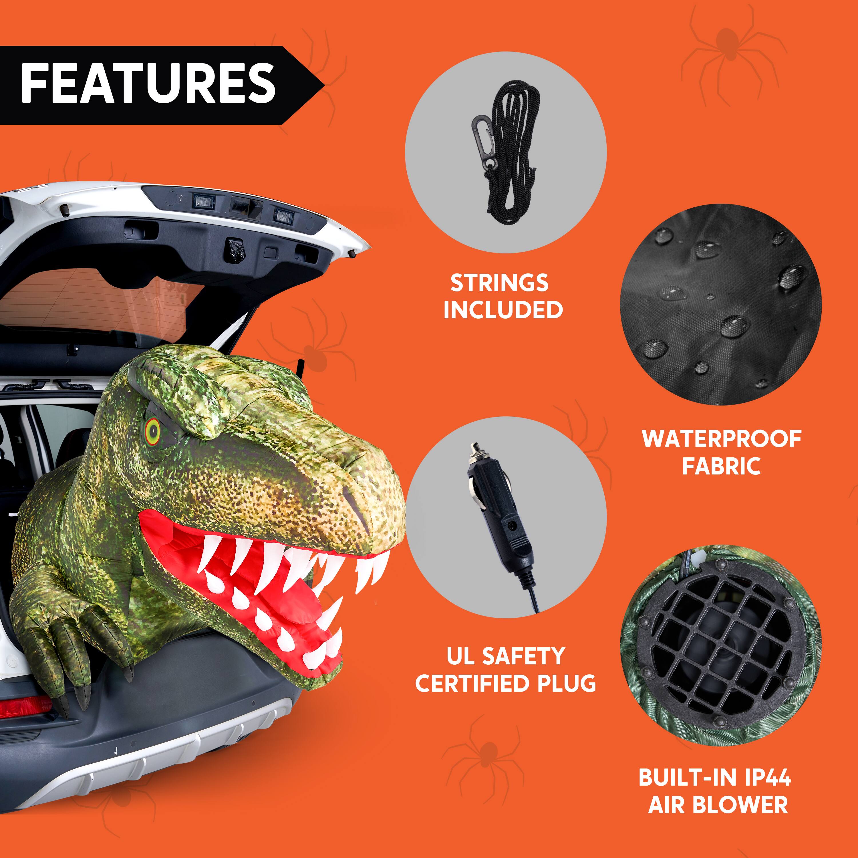 FEATURES
STRINGS INCLUDED
WATERPROOF FABRIC
UL SAFETY CERTIFIED PLUG
BUILT-IN IP44 AIR BLOWER