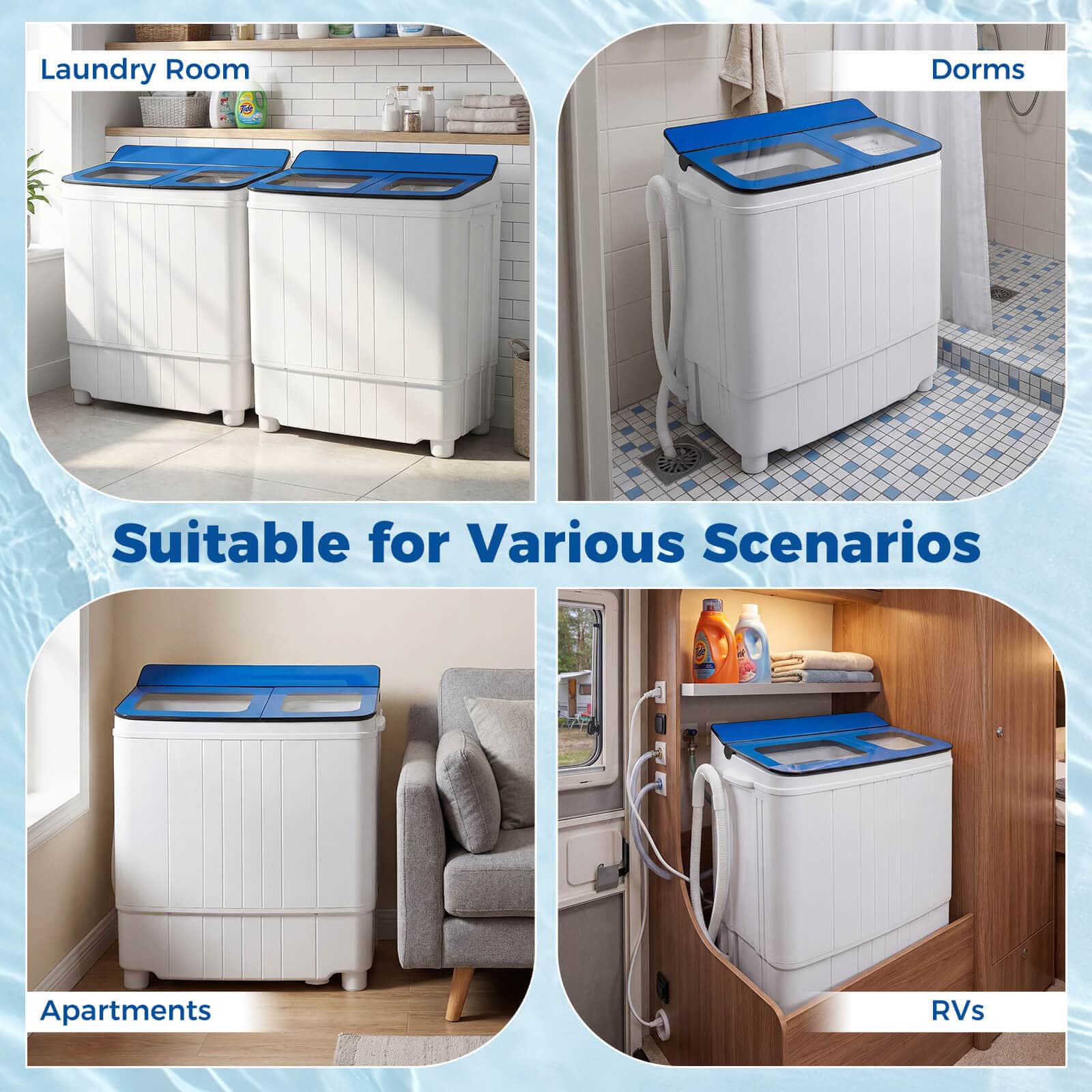 18 lbs Mini Laundry Machine with 11 LBS Washer&7 LBS Spinner Combo