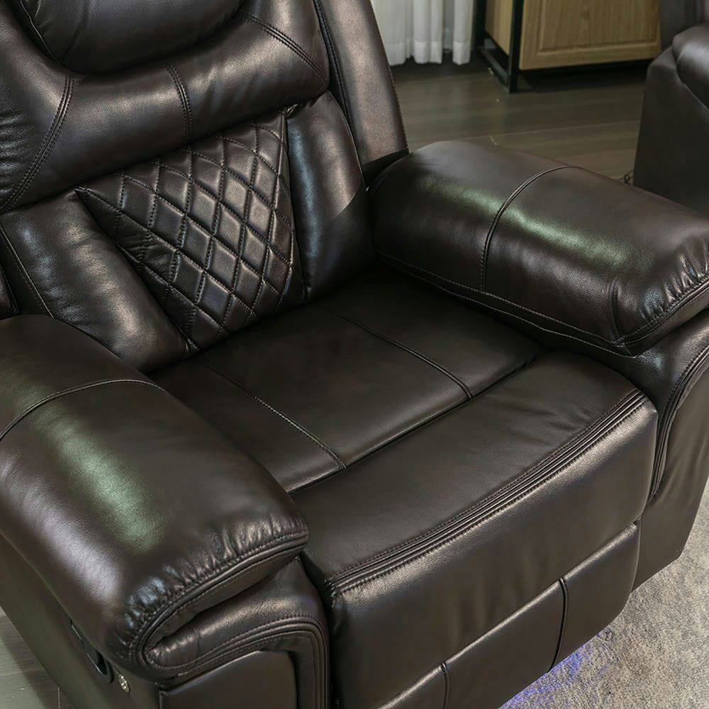 Alt View 1. Kadyn - Manual Home Theater Recliner Chair with LED Light Strip for Living Room Bedroom - Brown.
