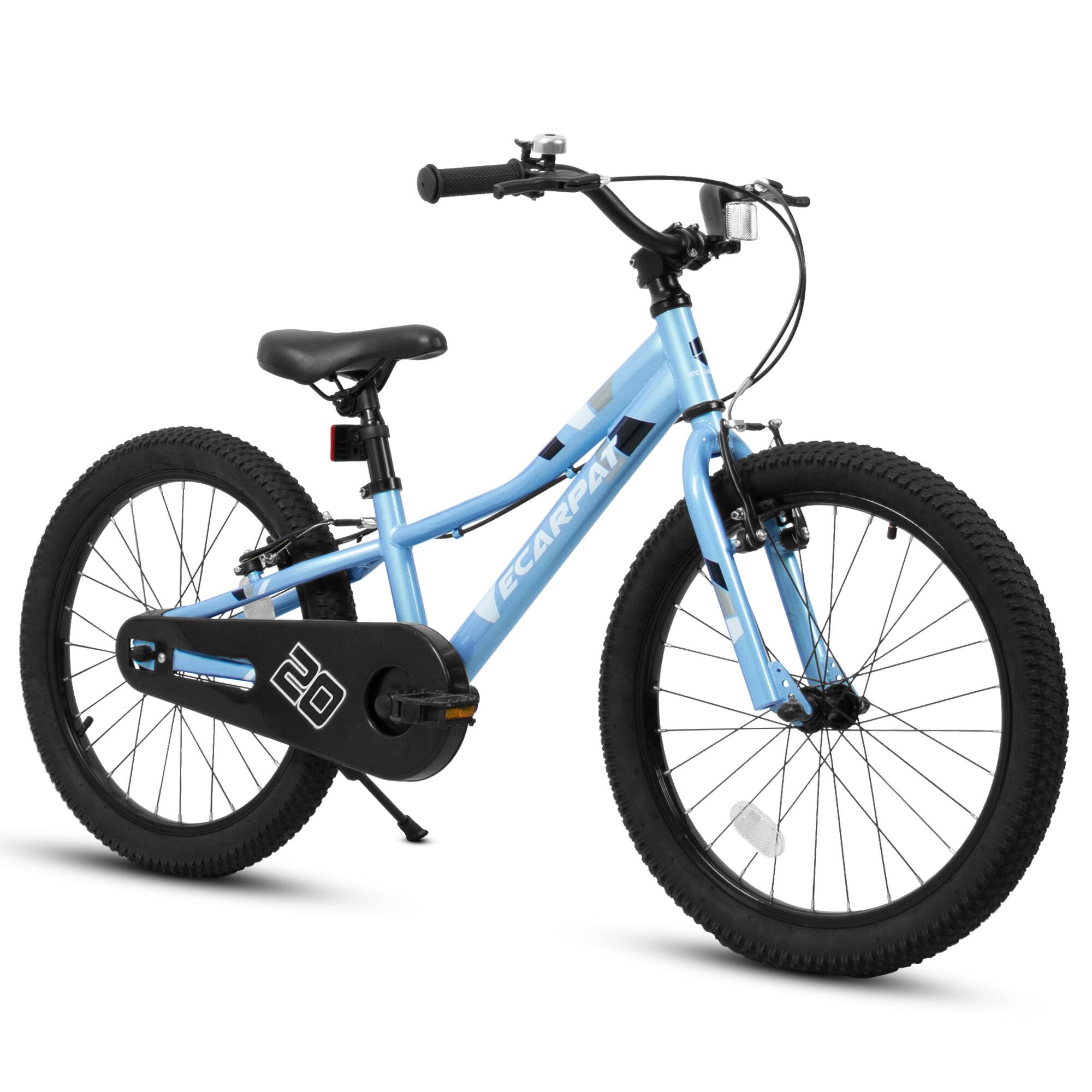 Front. Aukfa - 20 Inch Kids Bike for Boys Girls Ages 4-7 Years 1-Speed Childrens Bicycle with Training Wheels & Dual Brakes - Blue.
