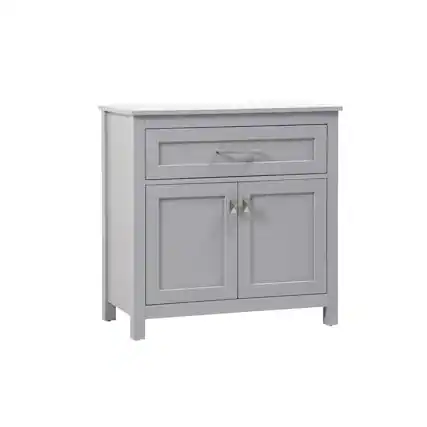 Front. Elegant Kitchen and Bath - 30 Inch Wide Bathroom Storage Freestanding Cabinet In Grey - Grey.