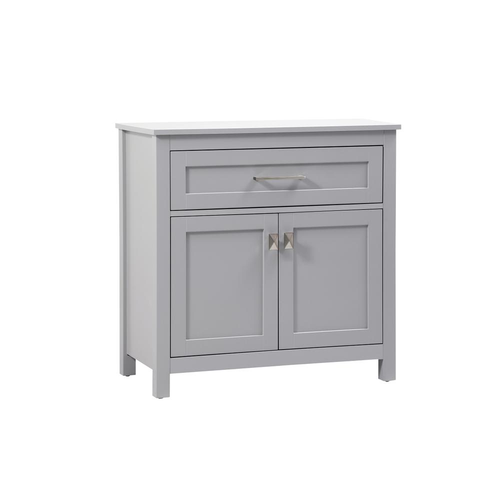 Front. Elegant Kitchen and Bath - 30 Inch Wide Bathroom Storage Freestanding Cabinet In Grey - Grey.