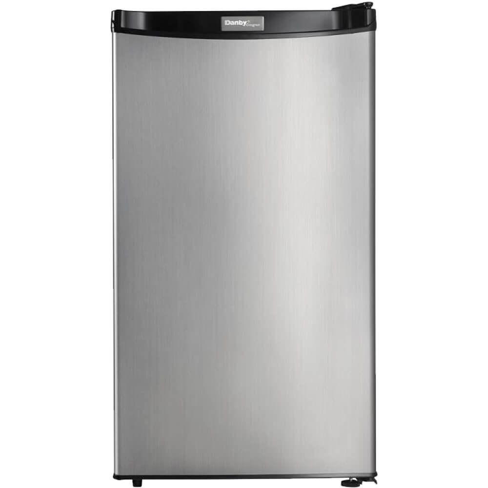 Front. Danby - Danby DCR032A2BSLD 3.2 Cu. Ft. Designer Stainless Compact Refrigerator - Stainless.