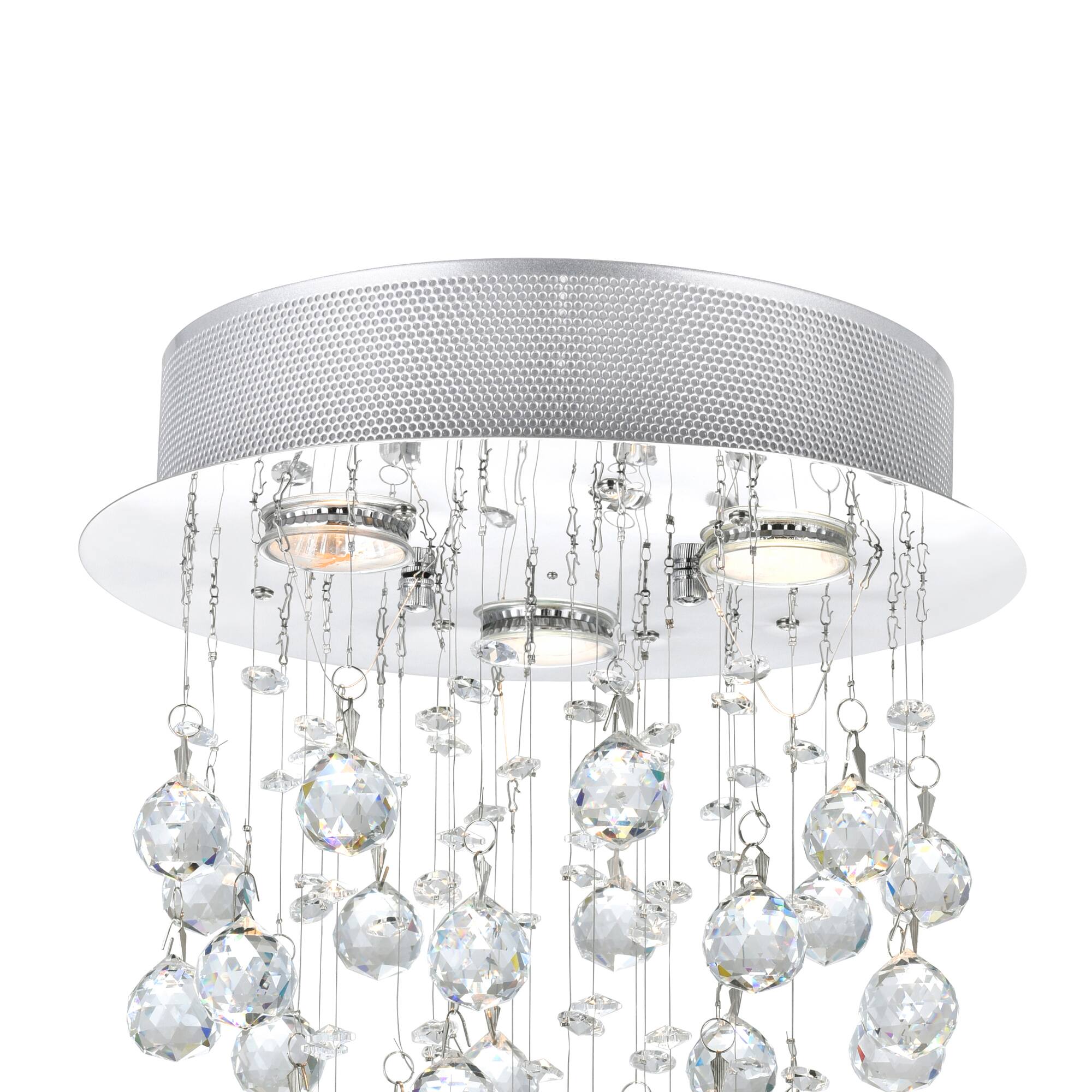 Angle. CWI Lighting - Rain Drop 3 Light Flush Mount With Chrome Finish - Chrome.