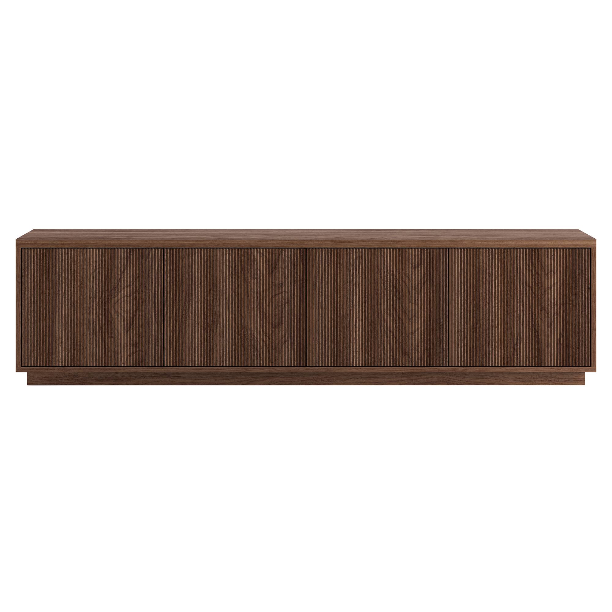 Angle. Hudson&Canal - Hanson Rectangular Fluted TV Stand for TV's up to 85" in Satin Walnut - Satin Walnut.