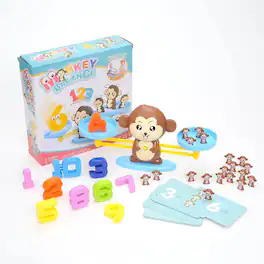 JuzToys - STEM Toy Monkey Balance Math Game for Kids – Number Learning and Counting Toy, Educational Toys for Preschool – Blue - Multicolored