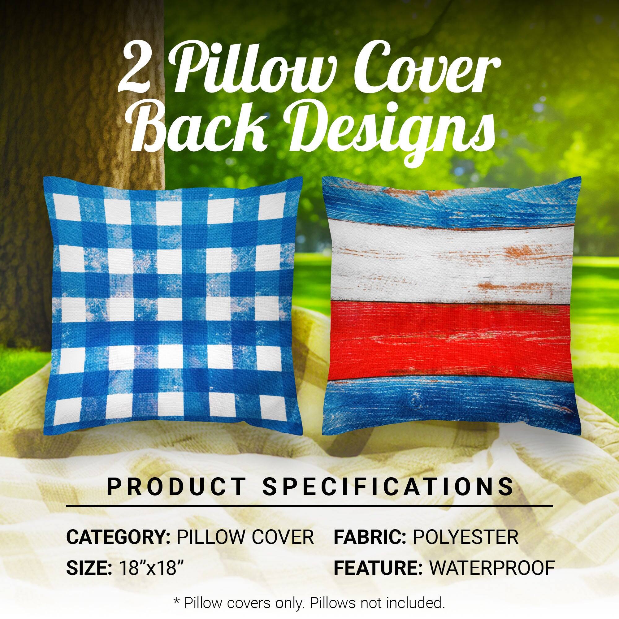 2 Pillow Cover Back Designs

PRODUCT SPECIFICATIONS

CATEGORY: PILLOW COVER  
FABRIC: POLYESTER  
SIZE: 18"x18"  
FEATURE: WATERPROOF  

* Pillow covers only. Pillows not included.