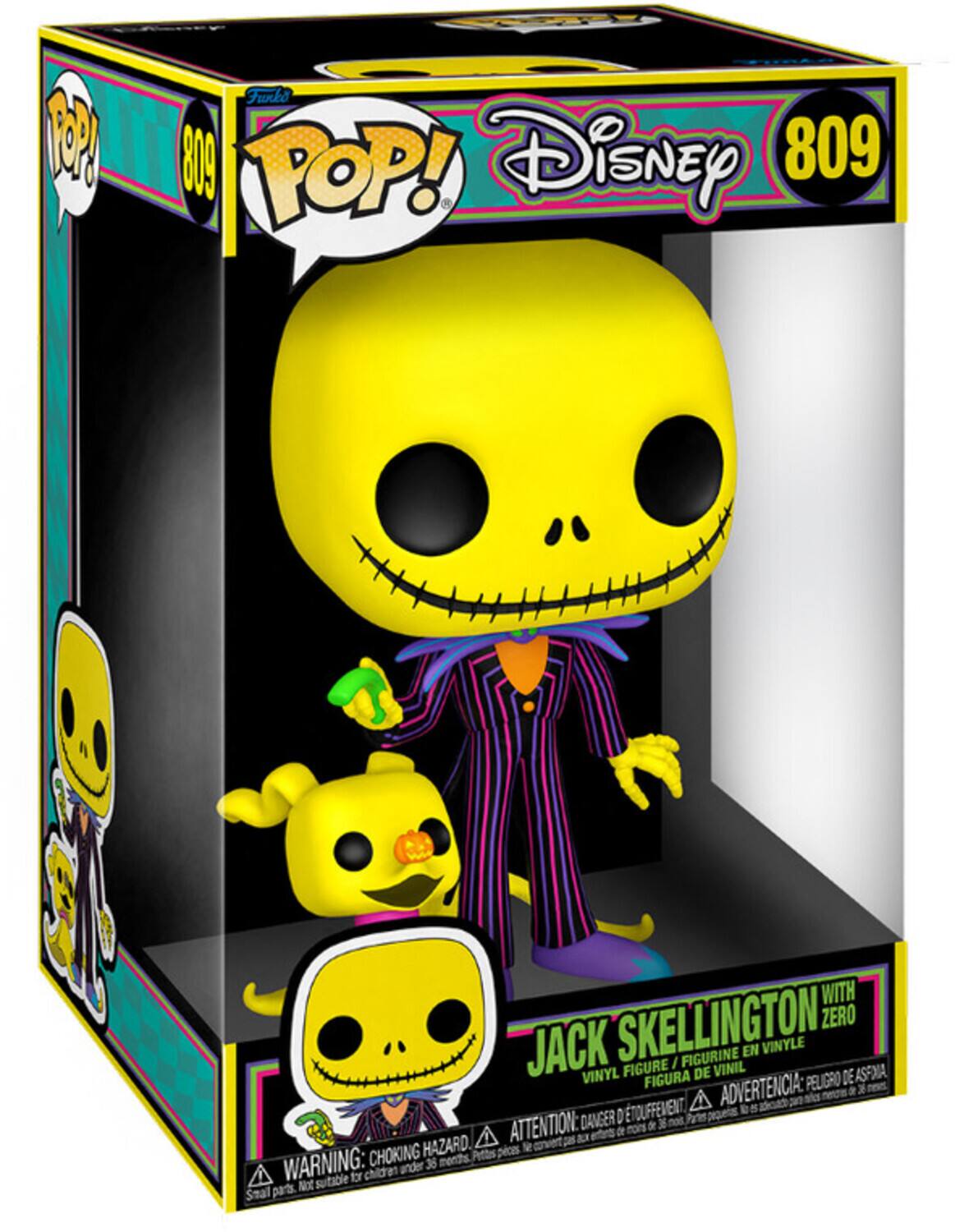 Funbo 809 POP! Disney 809 WITH SKELLINGTON ZERO JACK EN VINYLE FIGURE / FIGURINE VINIL VINYL FIGURA DE PELIGRO DE ASFNIA ADVERTENCIA: DANGER D ETIOUFFEMENT ATTENTION: CHOKING HAZARD. Small parts not suitable for children under 36 months.