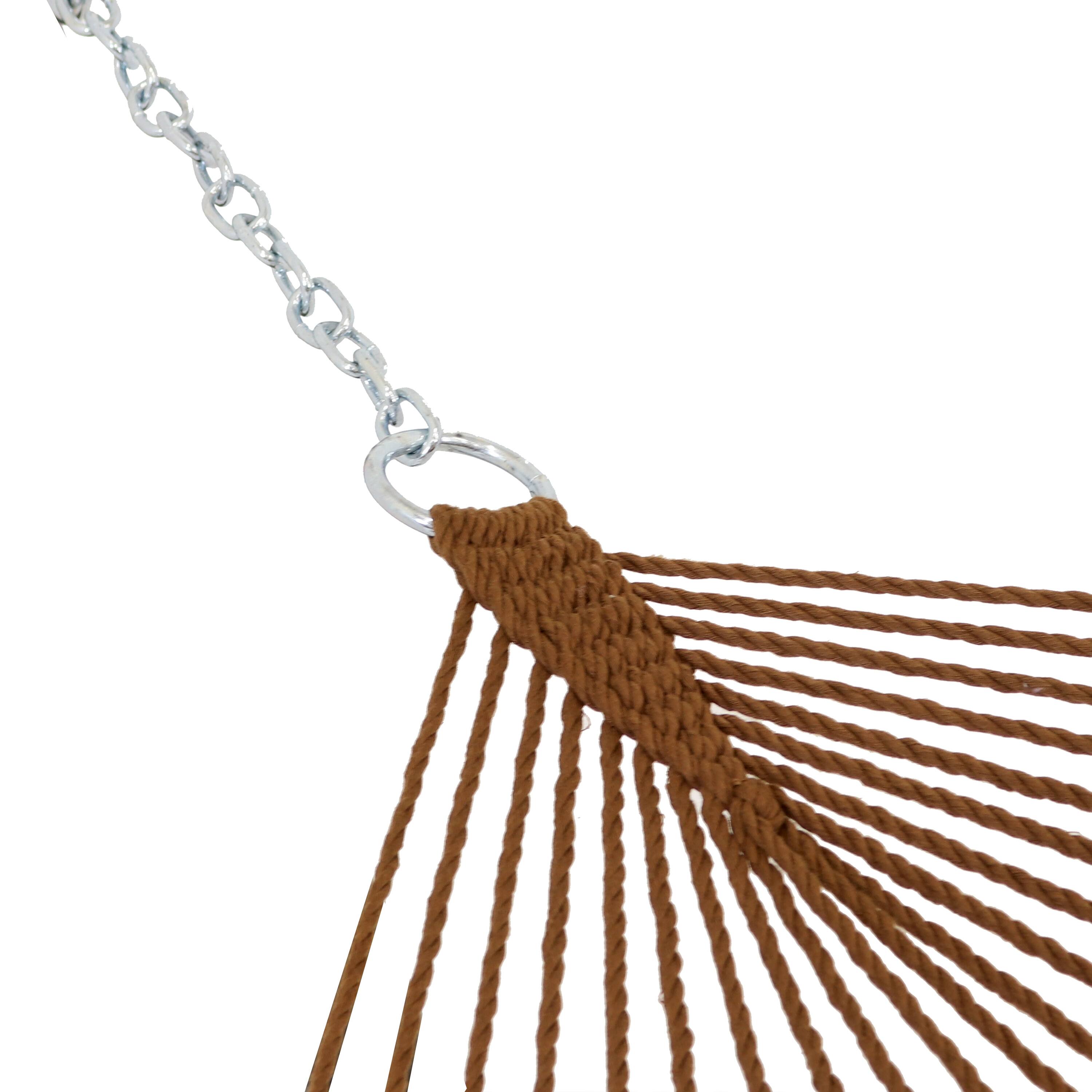 Alt View 7. Sunnydaze - Large Polyester Rope Hammock with Spreader Bar and Pillow - Brown.