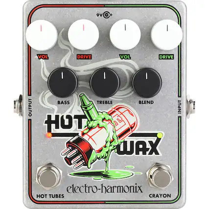 9V
VOL DRIVE VOL DRIVE
BASS TREBLE BLEND
OUTPUT INPUT
HOT TUBES
HOT WAX
electro-harmonix
CRAYON
