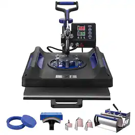 Glintex - 15"x15" 8-in-1 Heat Press Machine with 30oz Tumbler Press, 360° Swing-Away, Teflon Coating, Digital Control