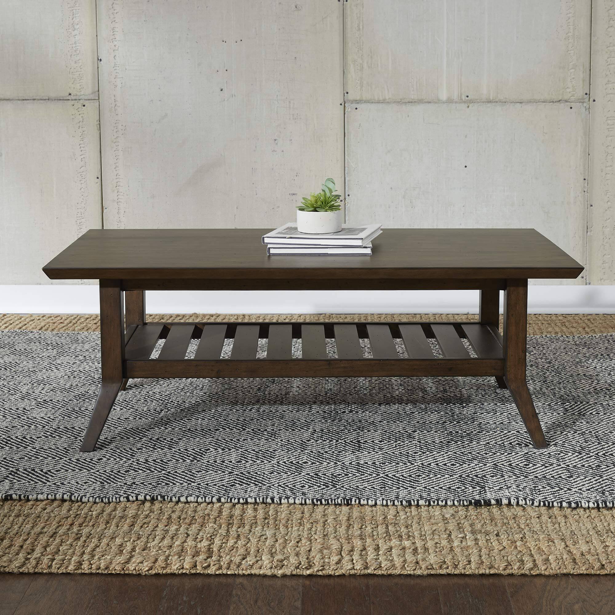 Angle. Liberty Furniture Industries - Ventura Blvd Rectangular Cocktail Table in Bronze Spice - Brown.
