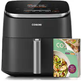 Cosori - 9-in-1 TurboBlaze Air Fryer 6 Qt – Ceramic Coating, 90°–450°F, Air Fry, Roast, Bake, Broil & More - Dark Gray