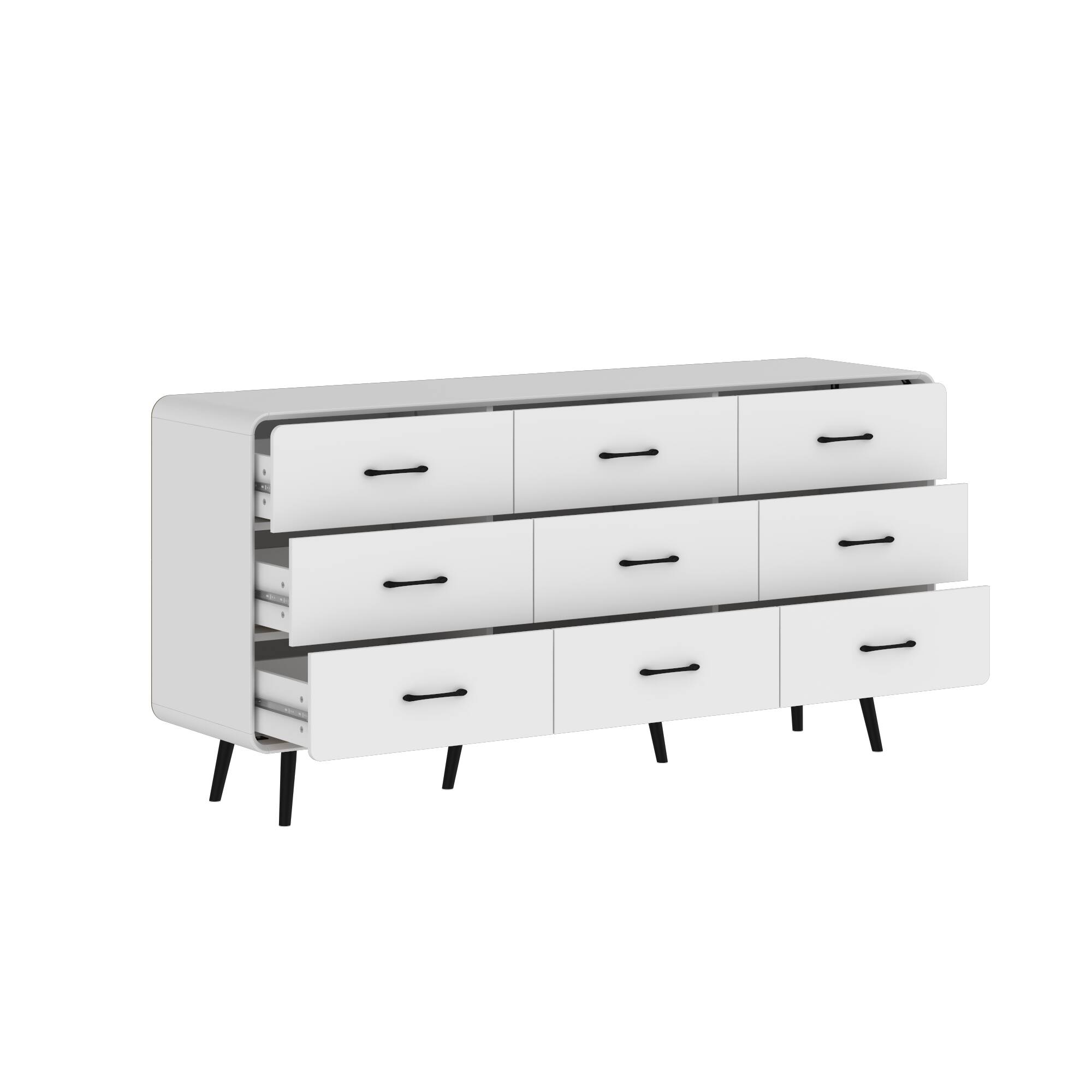 Angle. FUFU & GAGA - FUFU&GAGA Horizontal Dresser with Rounded Corners & Anti - Tip Feature - White.