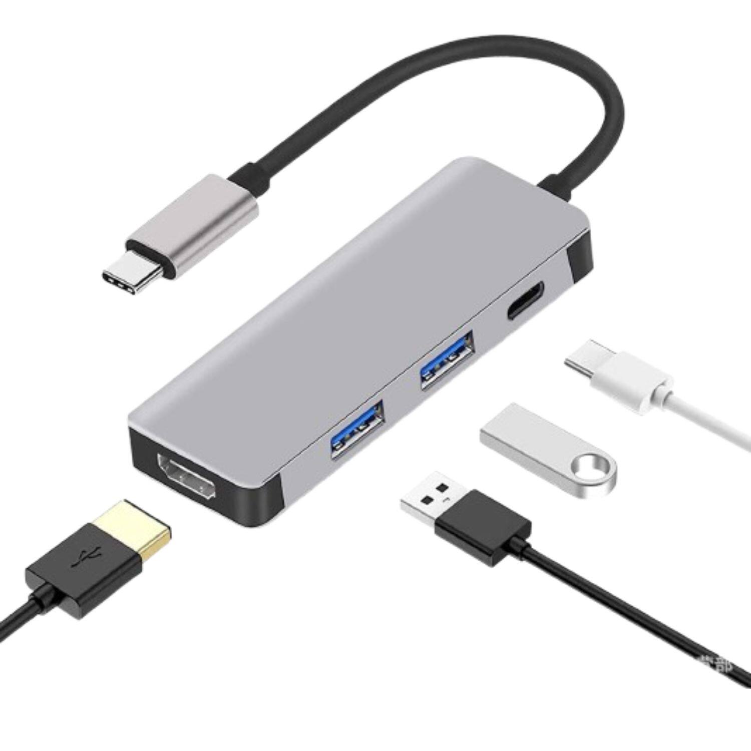 Stock Preferred - 4-in-1 USB-C Hub with 4K HDMI, 2 USB 3.0 & PD Charging