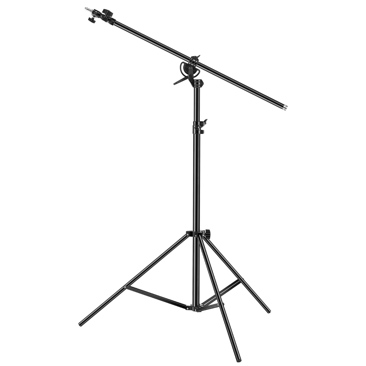 Alt View 5. VEVOR - Air Cushioned Aluminum Light Stand, Max Height 12.8 ft/390 cm, Adjustable Photography Stand with Boom Arm, Sandbag - Black.