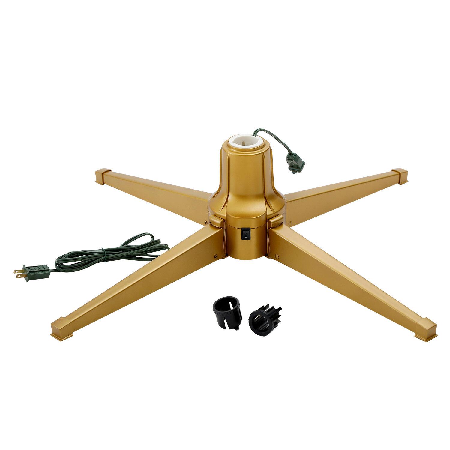 Alt View 3. Home Heritage - Home Heritage Metal Rotating Christmas Tree Stand for Holiday Trees Up to 7.5 ft - Gold.