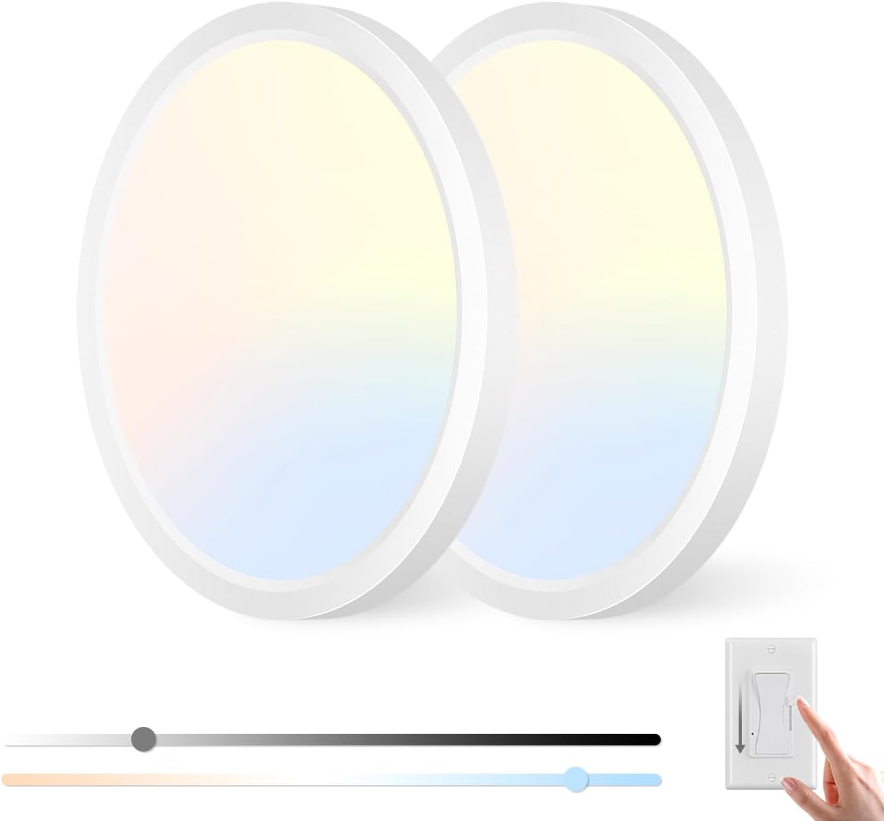 Front. Veranti - 7-Inch LED Flush Mount Ceiling Light, 1500 Lumens, 3 CCT, Dimmable - White.