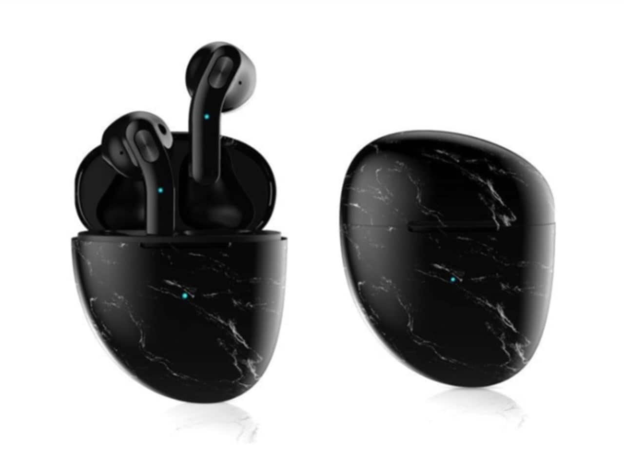 SKRAN - Twin Bluetooth Headphones -True Wireless Earbuds with Marble Pebble Design,HD Stereo Sound,Noise Cancellation,Secure Fit - Black