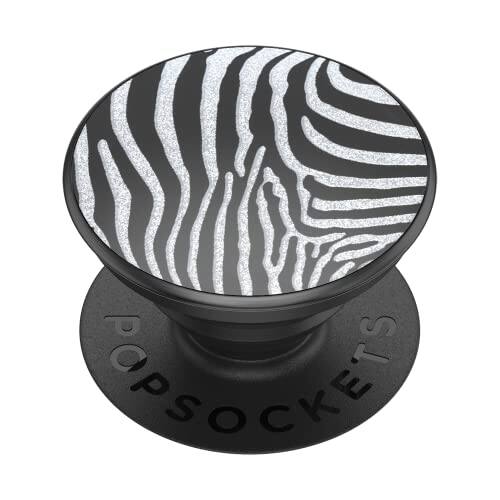 Front. PopSockets - PopSocket PopGrip Embossed Metal Zebra - black and white.